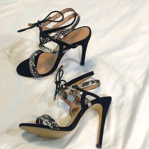 NEW Kurt Geiger Carvela Black Suede Snake Print Sexy Heels Size 6